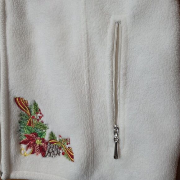 Karen Scott Holiday Embroidered Fleece Vest Size Large White Winter Christmas - Picture 5 of 8